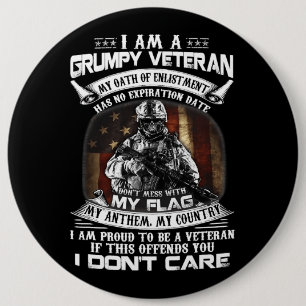Retro US Flag Veteran Day Dont Mess With My Flag P 6 Cm Round Badge