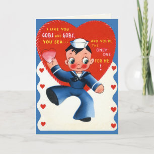 Retro US Military Valentine's Day Card - Navy