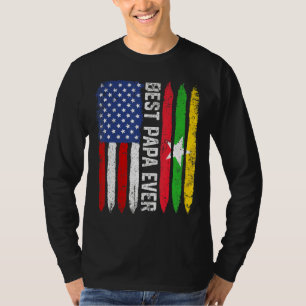 Retro Us Myanmar Flag Best Papa Ever Father's Day T-Shirt
