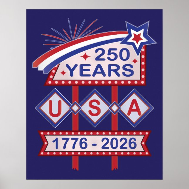 Retro USA 250th Anniversary Marquee Sign 1776-2026 (Front)