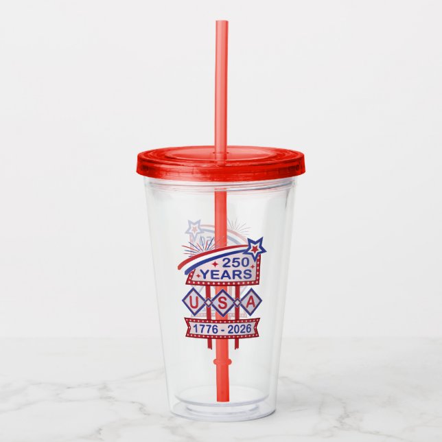 Retro USA 250th Anniversary Marquee Sign 1776-2026 Acrylic Tumbler (Front)