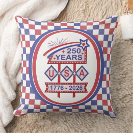 Retro USA 250th Anniversary Marquee Sign 1776-2026 Cushion