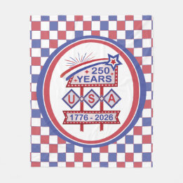 Retro USA 250th Anniversary Marquee Sign 1776-2026 Fleece Blanket