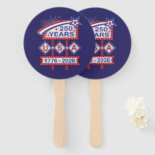 Retro USA 250th Anniversary Marquee Sign 1776-2026 Hand Fan