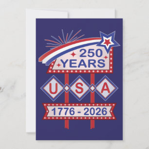Retro USA 250th Anniversary Marquee Sign 1776-2026 Invitation