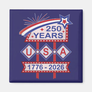 Retro USA 250th Anniversary Marquee Sign 1776-2026 Magnet