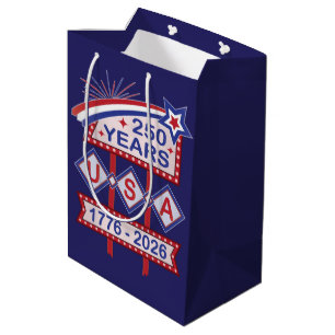 Retro USA 250th Anniversary Marquee Sign 1776-2026 Medium Gift Bag
