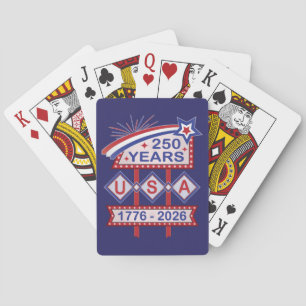 Retro USA 250th Anniversary Marquee Sign 1776-2026 Playing Cards