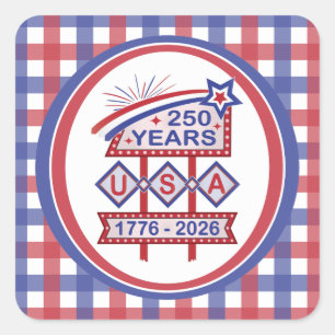 Retro USA 250th Anniversary Marquee Sign 1776-2026 Square Sticker