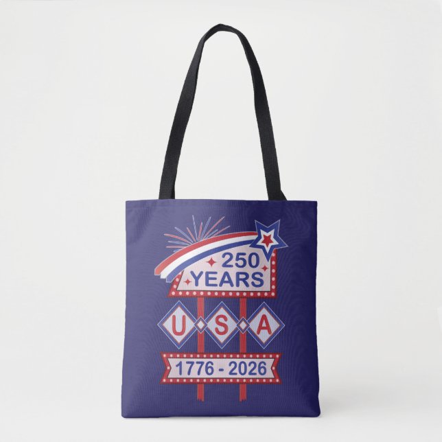 Retro USA 250th Anniversary Marquee Sign 1776-2026 Tote Bag (Front)