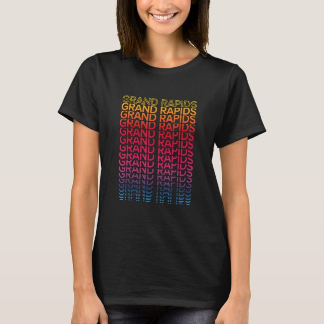 Retro Usa Colourful City   Nostalgic Grand Rapids T-Shirt (Front)