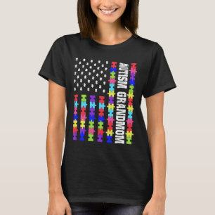 Retro Usa Flag Autism Grandmom Puzzle Autistic Awa T-Shirt