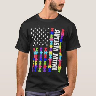 Retro Usa Flag Autism Mimi Puzzle Autistic Awarene T-Shirt