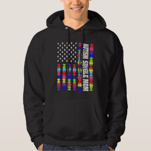 Retro Usa Flag Autism Single Mum Puzzle Autistic A Hoodie