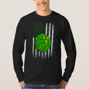 Retro Usa Flag Bowling Shamrock Sports St Patrick  T-Shirt