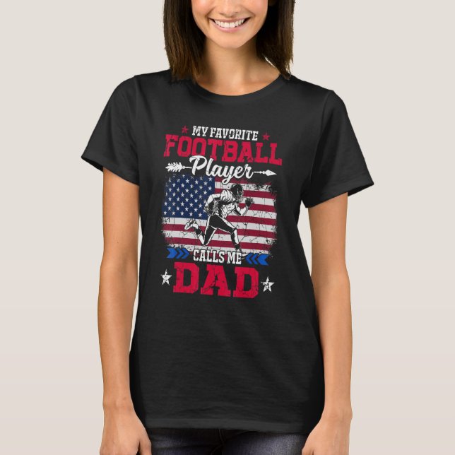 Retro Usa Flag Football Player Calls Me Dad 4th Ju T-Shirt (Front)