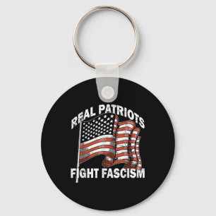 Retro Usa Flag Funny Real Patriots Fight Fascism P Key Ring