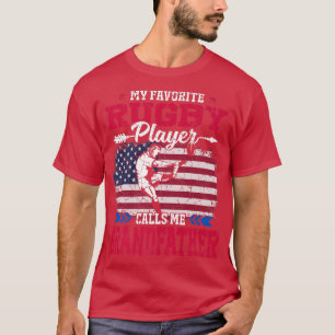 Retro USA Flag Rugby Player Calls Me Grandfather 4 T-Shirt
