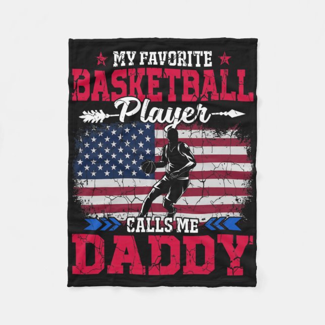 Retro Usa Flag Sketll Player Calls Me Daddy 4th Ju Fleece Blanket (Front)