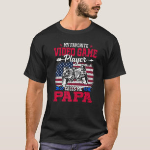 Retro Usa Flag Video Game Player Calls Me Papa 4th T-Shirt