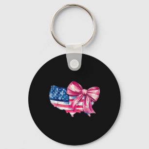 Retro Usa Map America Coquette Bow 4th July Indepe Key Ring
