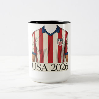 Retro USA Soccer Jersey Style Patriotic Red White Two-Tone Coffee Mug