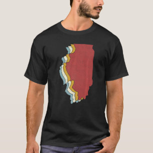 Retro USA State Vintage Map Illinois T-Shirt
