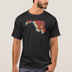 Retro USA State Vintage Map Maryland T-Shirt