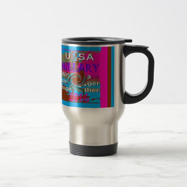 Retro USA Stronger Together Abstract Art Print Travel Mug (Right)