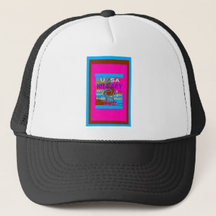 Retro USA Stronger Together Abstract Art Print Trucker Hat