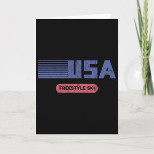 Retro Usa Team American Freestyle Skiing Ski Vinta Card