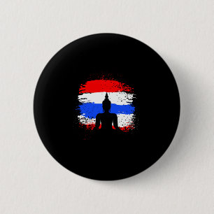 Retro vacation thai buddha thailand flag 6 cm round badge