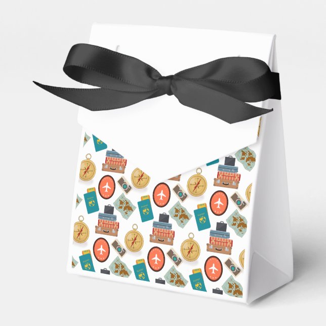 Retro Vacation Travel Themed  Favour Box (Front Side)