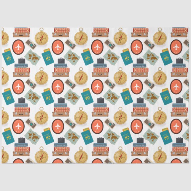 Retro Vacation Travel Themed  Tissue Paper (Front)