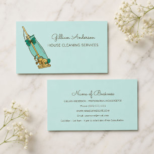 Retro Vacuum House Cleaning Business Card