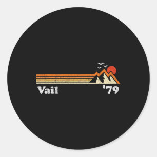 Retro Vail Ski Resort Colorado Snowboard Mountain Classic Round Sticker