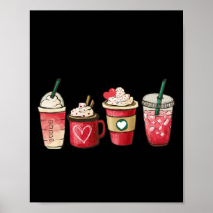 Retro Valentine Coffee Heart Valentine Mugs Coffee Poster