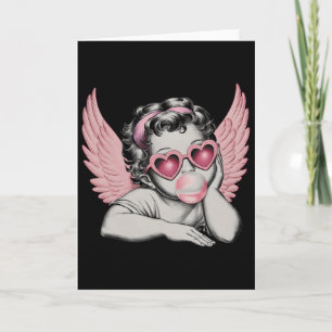 Retro Valentine Day Heart Sungles Cupid Blowing Bu Card