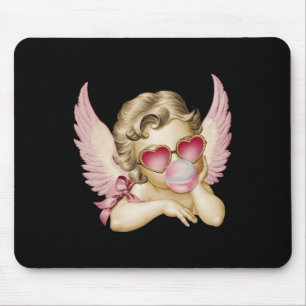 Retro Valentine Day Heart Sungles Cupid Blowing Bu Mouse Pad