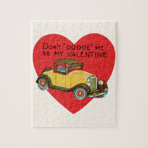 Retro Valentine, Don't Dodge Me, Be My Valentine! Jigsaw Puzzle