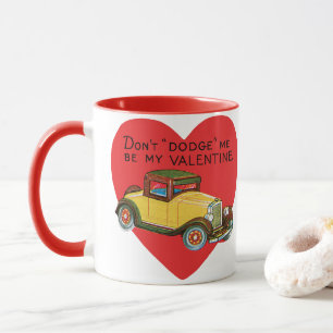 Retro Valentine, Don't Dodge Me, Be My Valentine! Mug