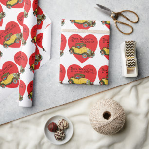 Retro Valentine, Don't Dodge Me, Be My Valentine! Wrapping Paper