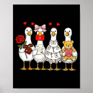 Retro Valentine Goose Funny Nk Coquette Love Silly Poster