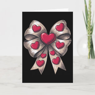 Retro Valentine Heart Coquette Bow For Women Girls Card