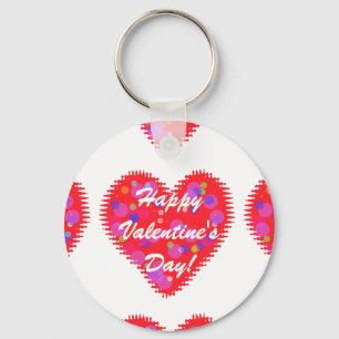 Retro Valentine Hearts Key Ring