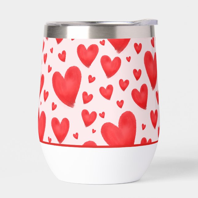 Retro Valentine Hearts Wedding Red Pink (Left)