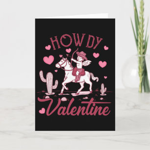 Retro Valentine Howdy Cowboy Valentine - Grey, Sma Card