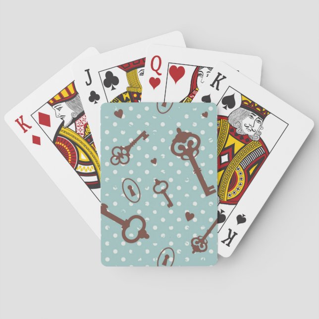 Retro Valentine Keys Playing Cards (Back)