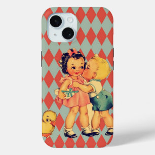 Retro Valentine Kitsch Vintage Kids iPhone 15 Case
