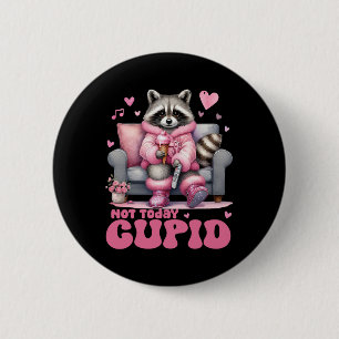 Retro Valentine Not Today Cupid Raccoon 6 Cm Round Badge